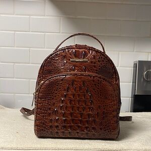 Brahmin Rich Brown Embossed Backpack